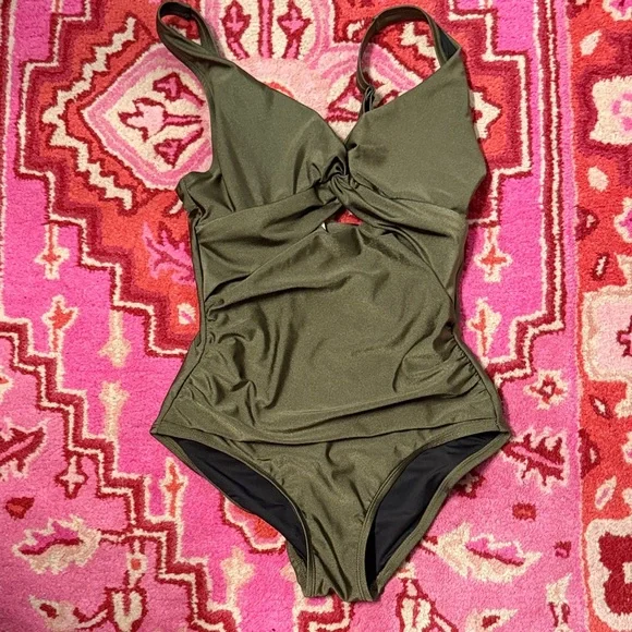 DKNY Olive Green One-Piece Swimsuit bathing suit - Picture 2 of 10